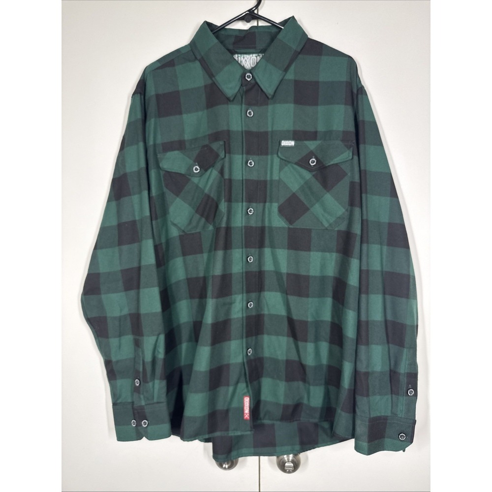 Dixxon Men's Long Sleeve Flannel Button-Up "The Evergreen" 2XL Biker Motorcycle
